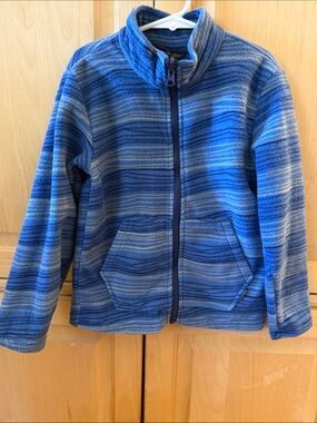 Eddie Bauer Blue Striped Kids Fleece Zip Jacket